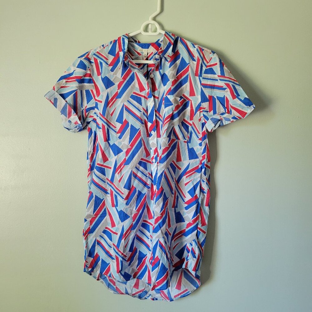 Onia Swim Cover-Up Women's Medium Jesse Nautical Geo Button Up w Pocket NWT